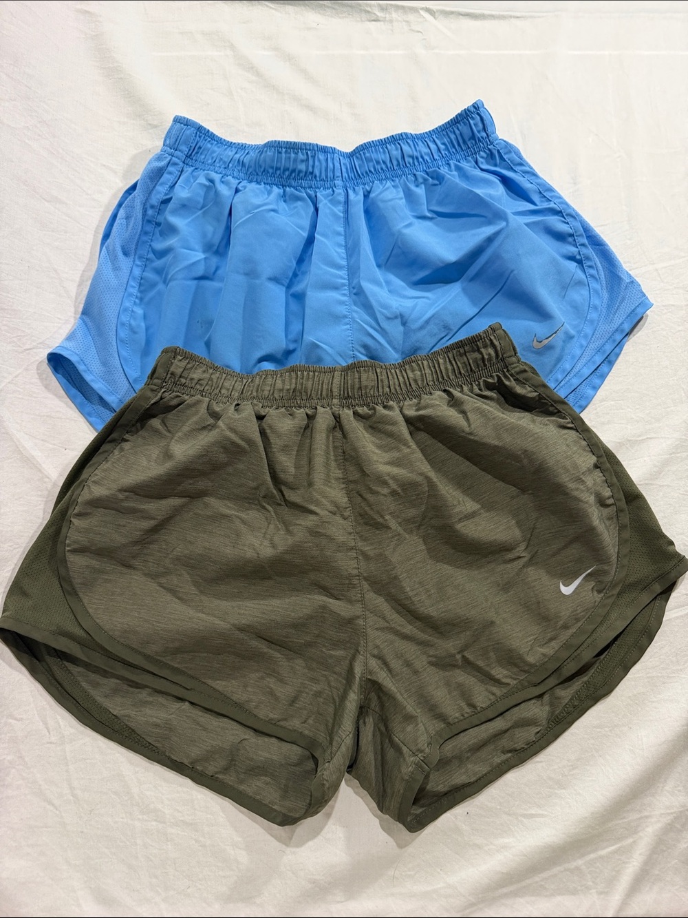 Nike Women’s Athletic Shorts — Olive Green & Light Blue